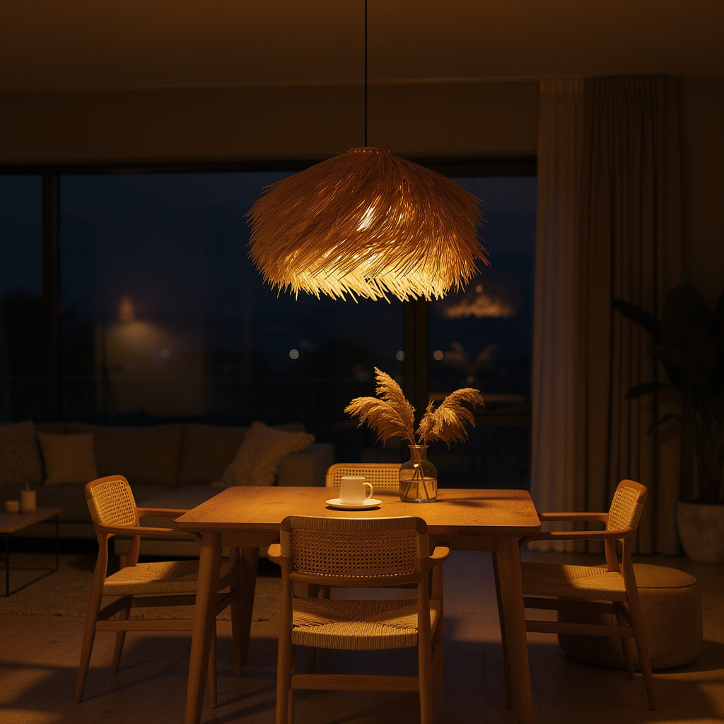 Abat Jour Suspension en Rotin – Design Bohème