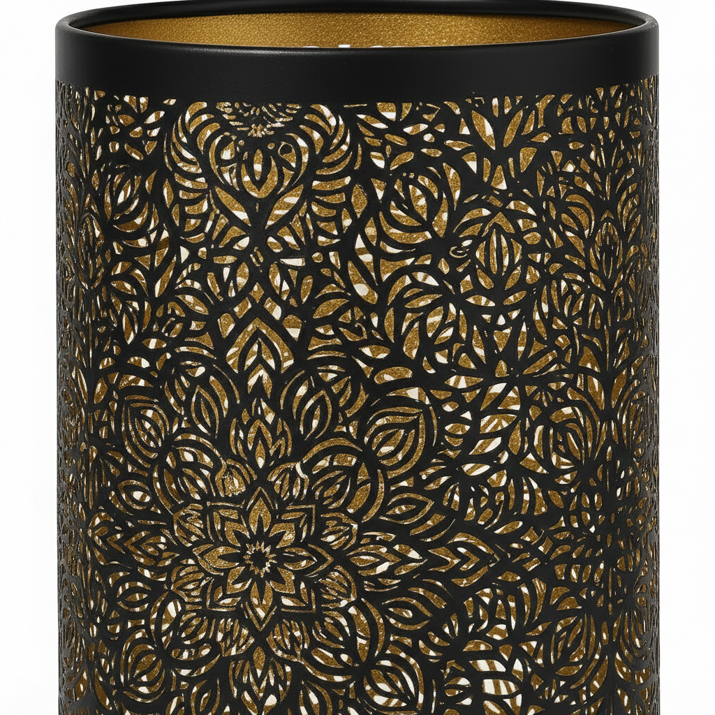 Abat Jour Métal Floral – Cylindrique Doré