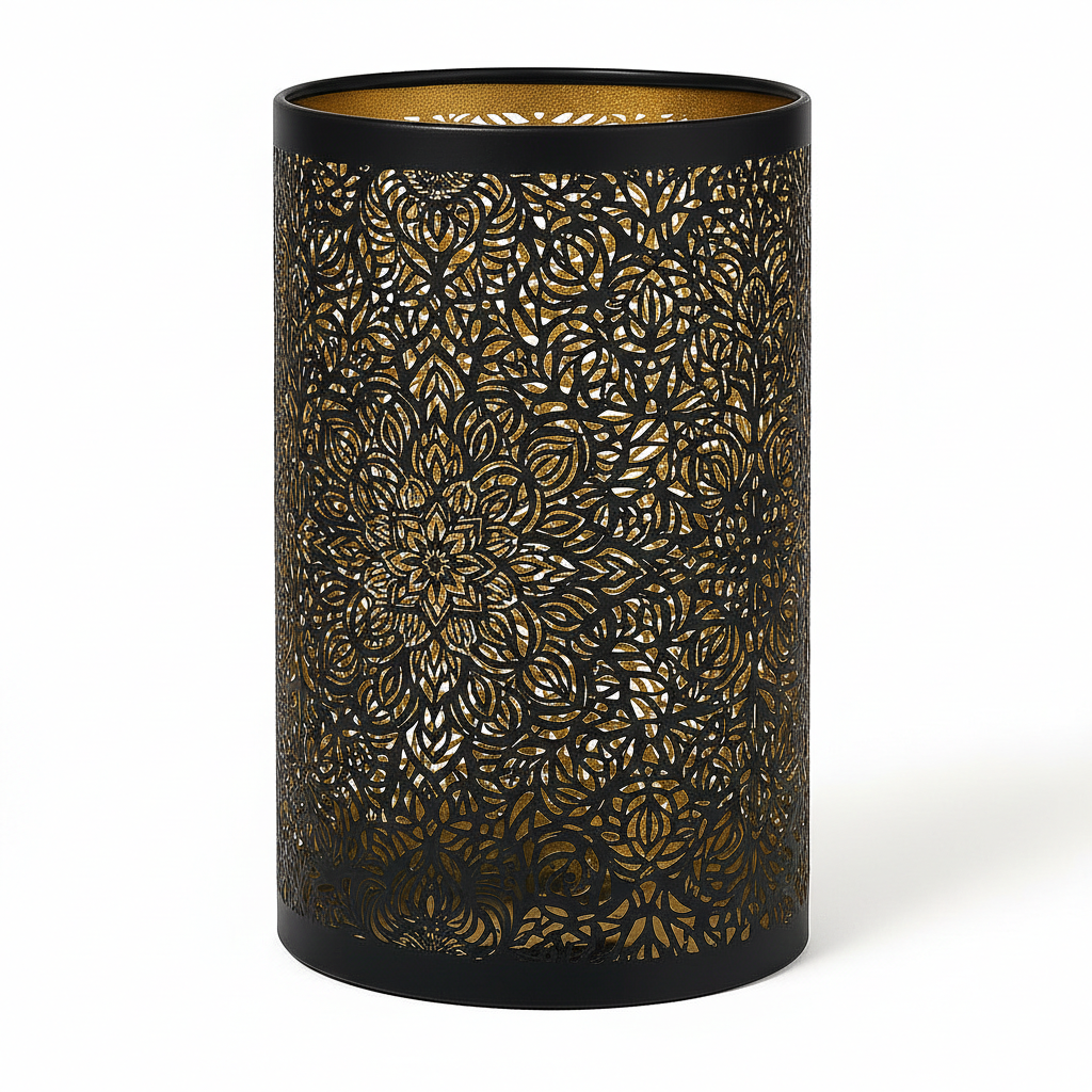 Abat Jour Métal Floral – Cylindrique Doré