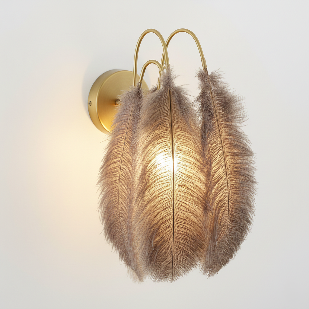 Abat Jour Applique Plume Murale – Luminaire Bohème