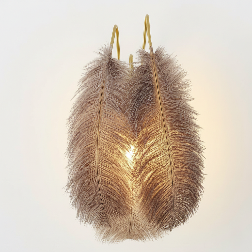 Abat Jour Applique Plume Murale – Luminaire Bohème